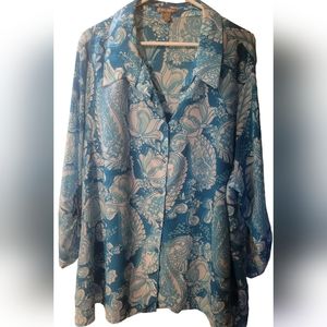 White Stag Paisley Blouse Blue  Size 4x